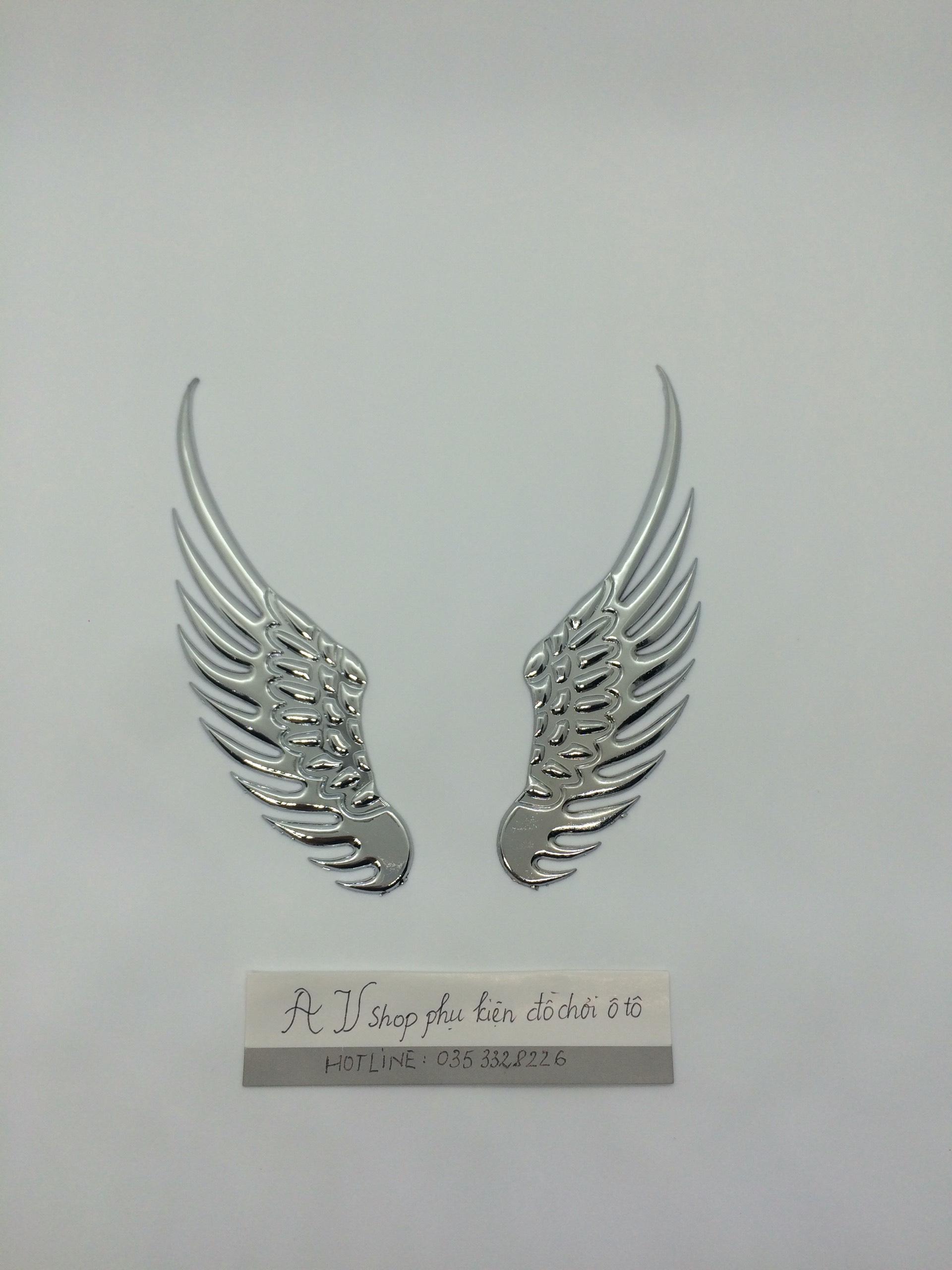 Miếng dán 3D hình cánh chim màu BẠC