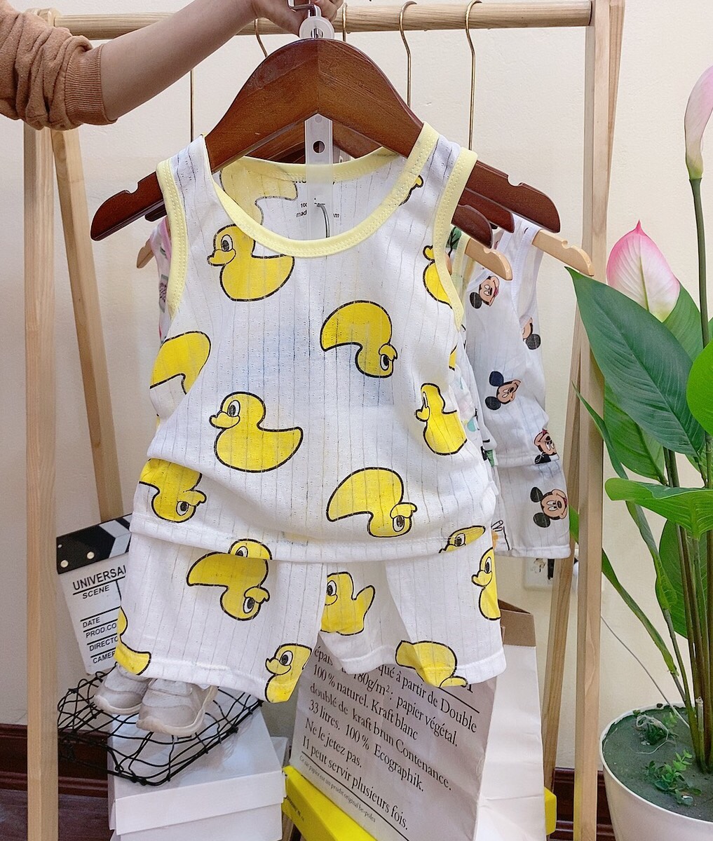 [Ảnh thật ]Bộ cotton giấy mềm mát cho bé size 5-15kg nhiều hình đáng yêu cho bé trai bé gái
