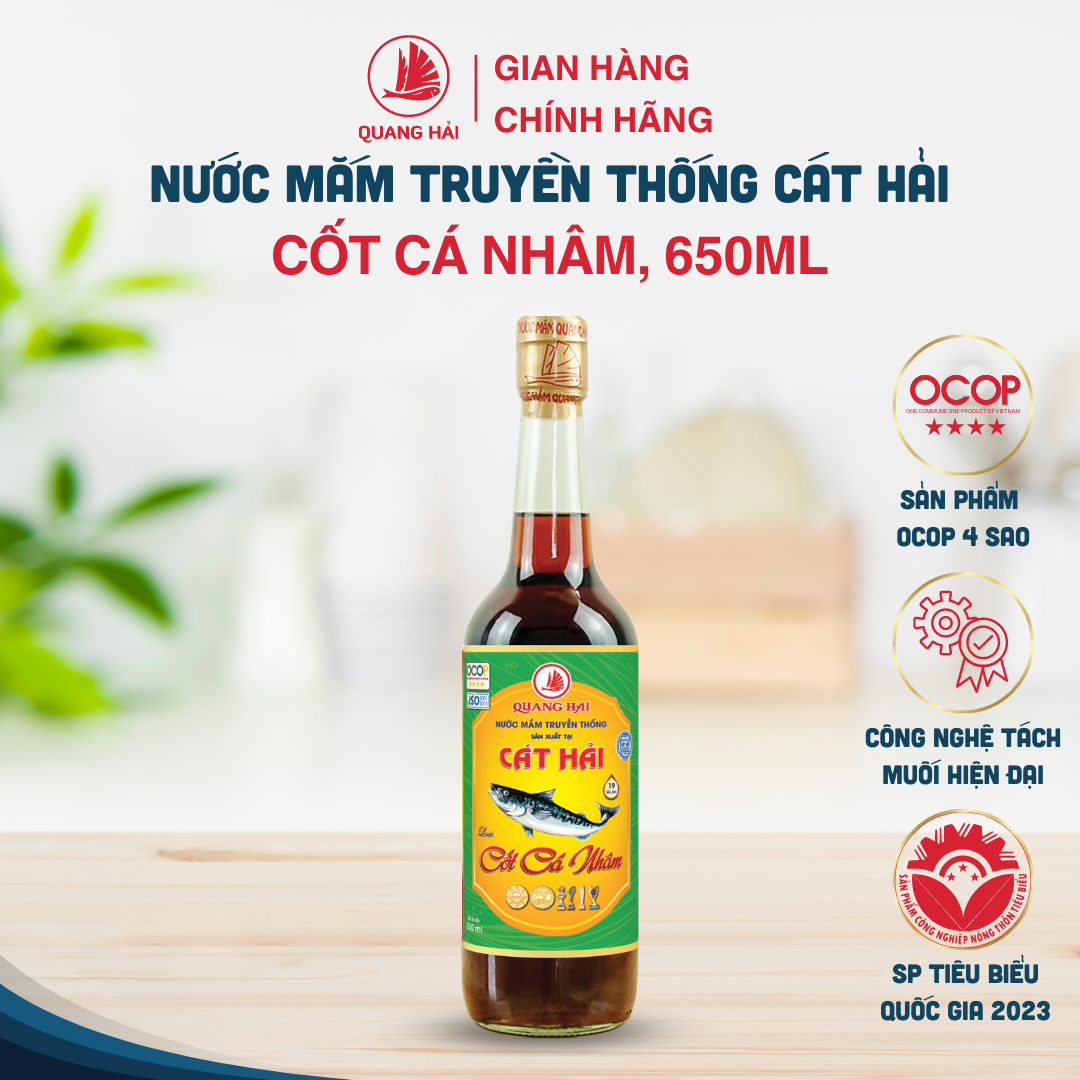 Nước mắm cốt cá nhâm cát hải - quang hải 19 độ đạm chai 650ml
