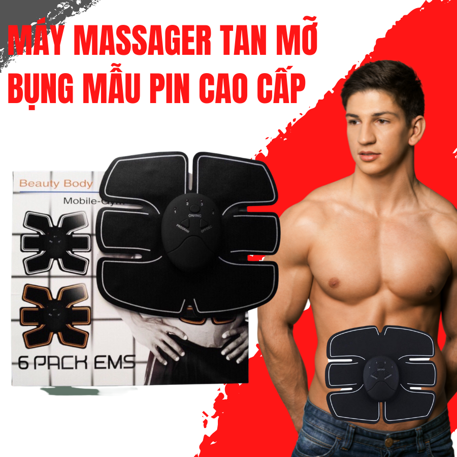 Máy Massager Tập Bụng EMS - Tặng Gel Lạnh Tan Mỡ (mẫu bin) Đánh Tan Mỡ Hiệu Quả Tập Tăng Cơ