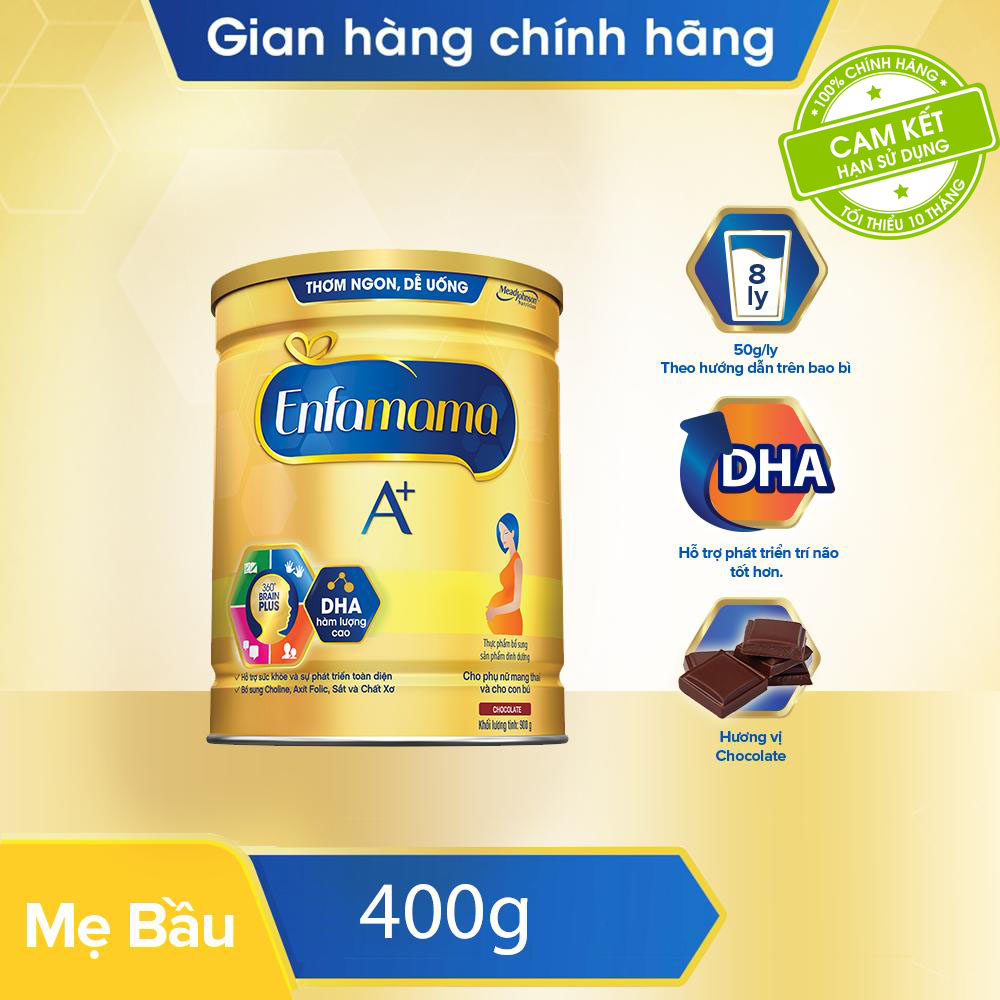 [Chỉ 0-2H 03.03 SINH NHẬT HOÀNH TRÁNG GIẢM THÊM 80K] Sữa bầu Enfamama A+ hương Choco 400g-Cam kết HSD còn ít nhất 10 tháng