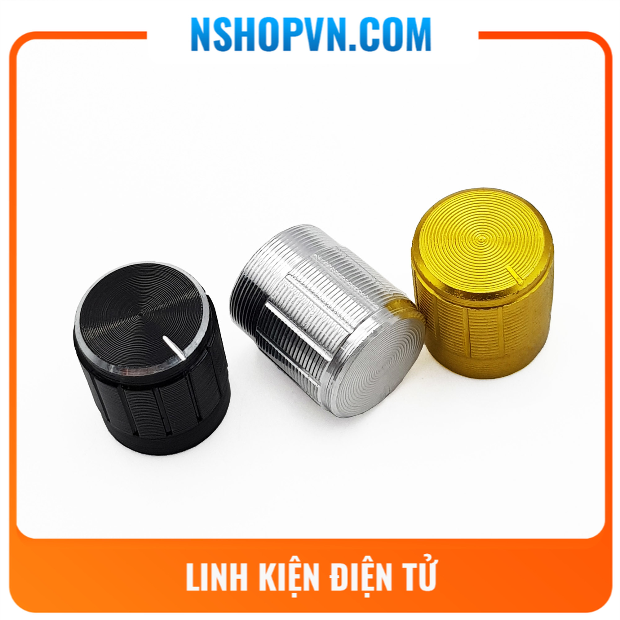 Núm chiết áp nhôm trục răng 6mm màu vàng / màu đen / màu trắng