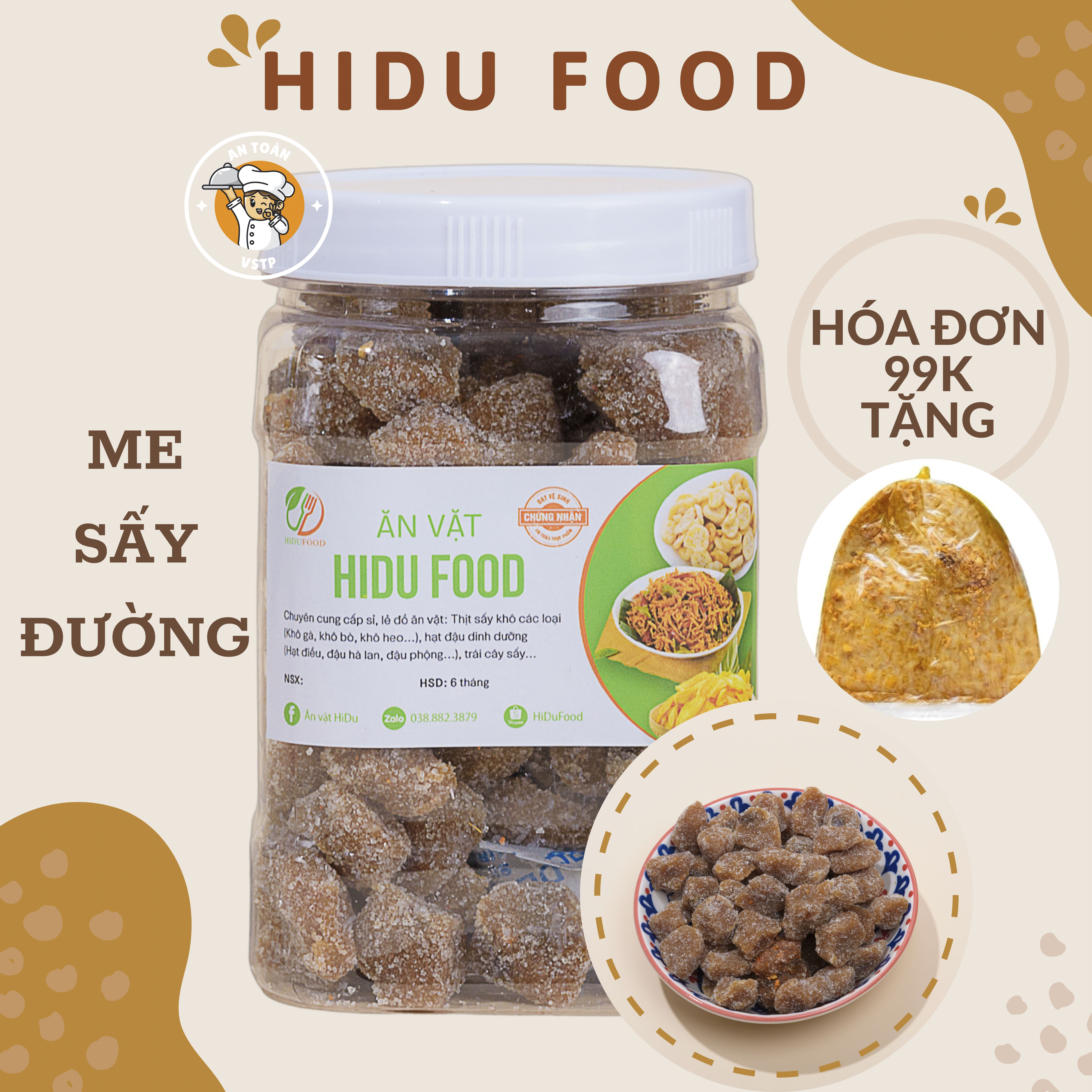 Hộp 500gr Me thái tách hạt ngào đường sấy khô muối ớt thái lan HiDu Food chua ngọt