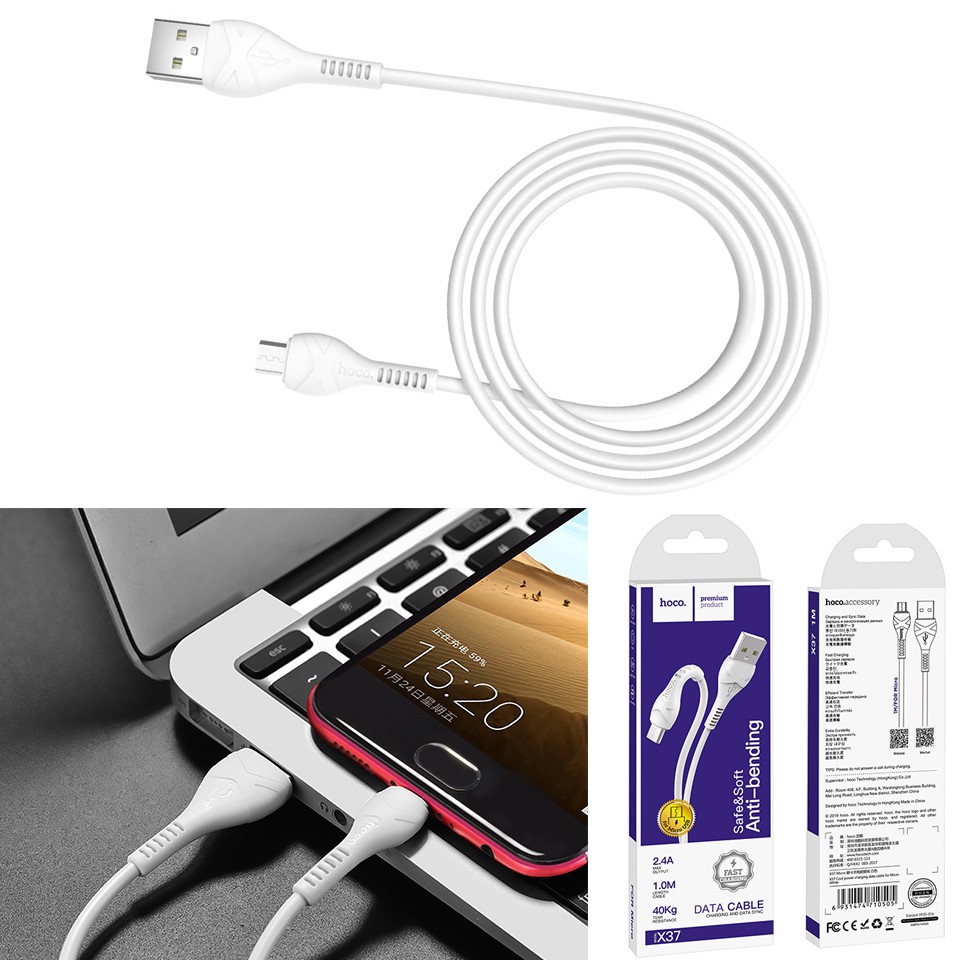 Cáp sạc nhanh 2.4a 1m hoco x37 micro-