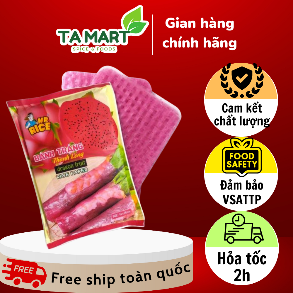 Bánh tráng thanh long Mr. Rice túi 200g - Duy Anh Foods - Mr. Rice Dragon Fruit Rice Paper
