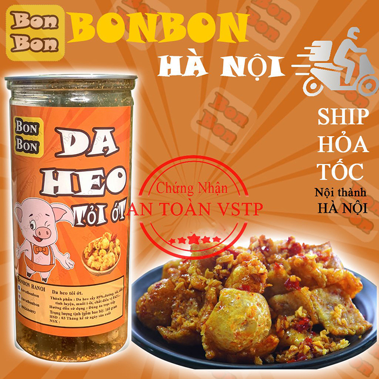 Da heo tỏi ớt 160g BONBON Đồ ăn vặt Hà Nội vừa ngon,vừa rẻ. Da heo chiên giòn thơm nhức mũi Bonbon