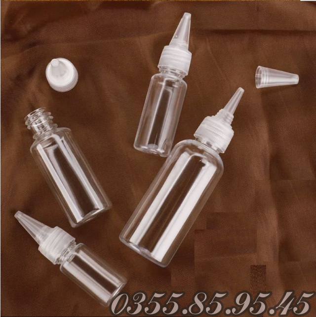 50 Chai nhựa TRONG nắp NHỌN 5ml / 10ml / 15ml / 20ml / 30ml / 50ml / 80ml / 100ml - Lọ chiết mỹ phẩm du lịch.