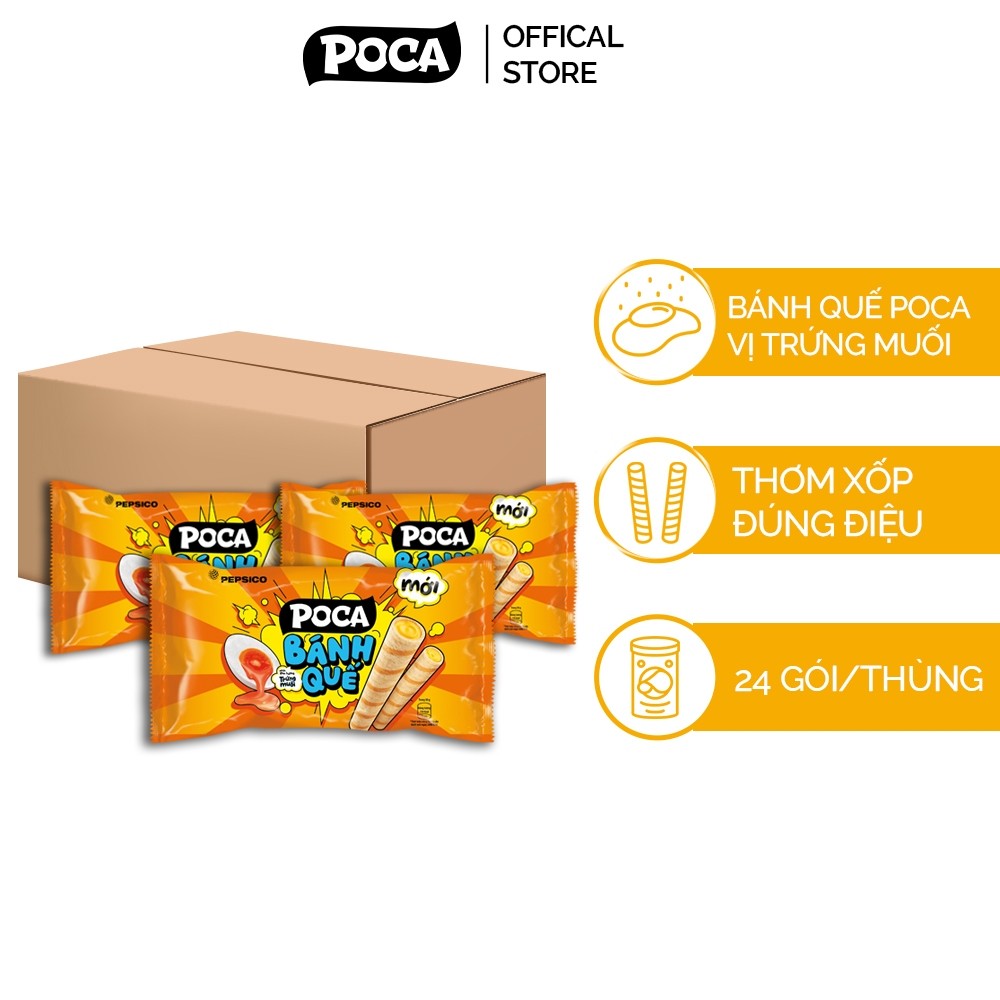 [HOẢ TỐC KHU VỰC HCM] Thùng 24 gói Bánh Quế Poca Vị Trứng Muối 115G/gói