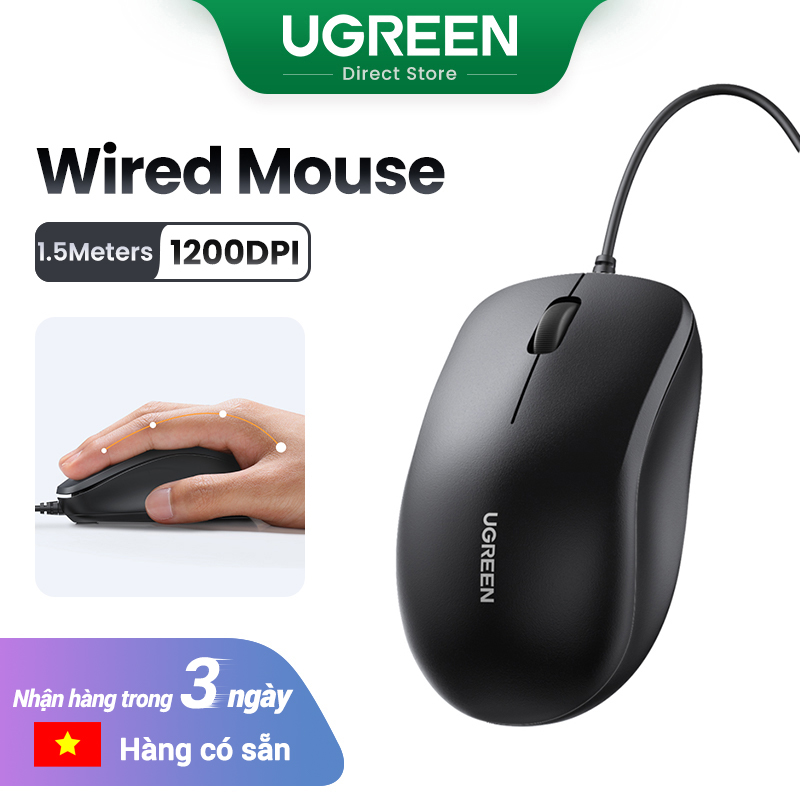 Mua 1 vẫn Freeship UGREEN Usb Optical Mouse 1200DPI for laptop Desktop PC