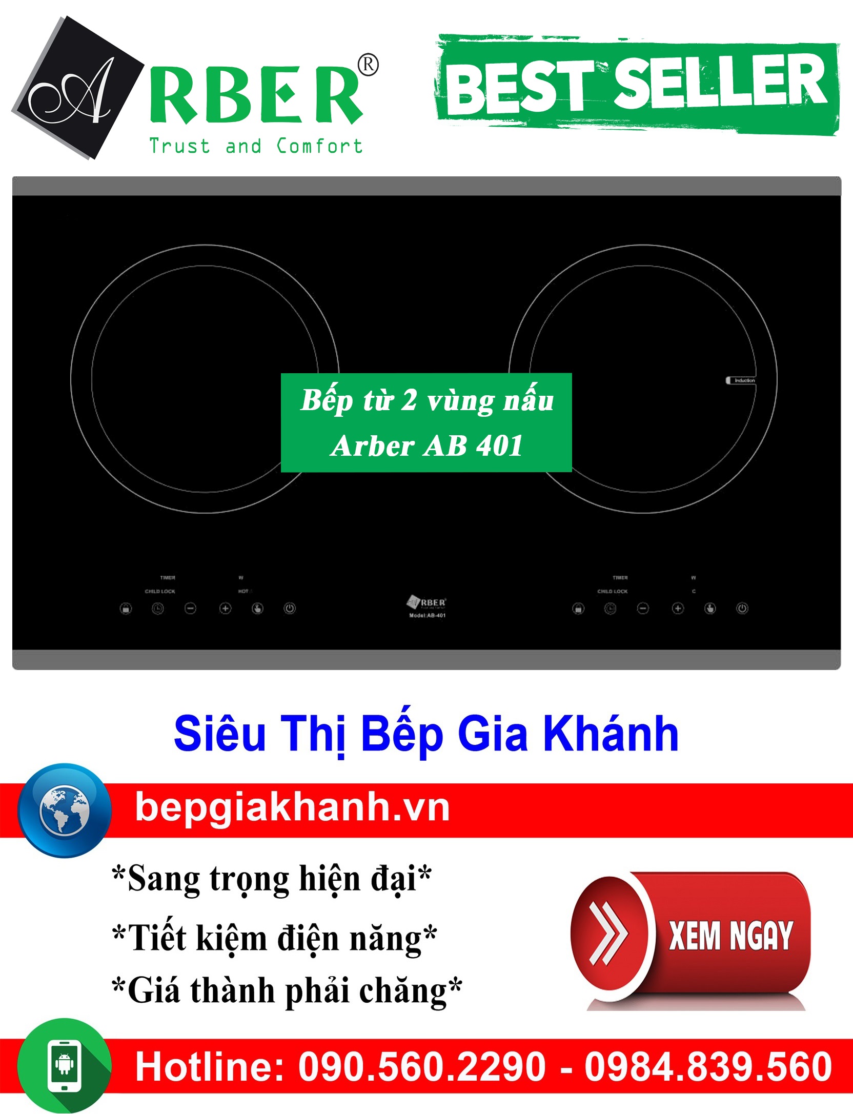 [HCM]Bếp từ đôi Arber AB 401, bếp từ, bếp điện từ, bếp từ đôi, bếp điện từ đôi, bếp từ giá rẻ, bếp điện từ giá rẻ, bếp từ đơn, bep tu don, bep tu