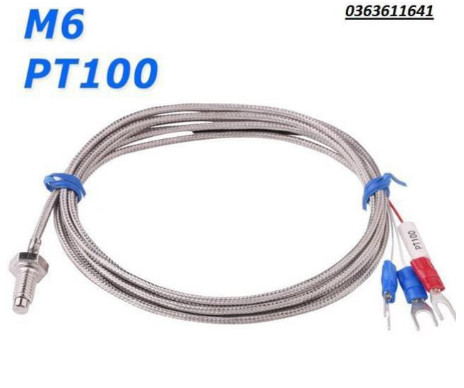 Can nhiệt Pt100 M6 dây dài 3m, dải nhiệt đo -200~420 oC