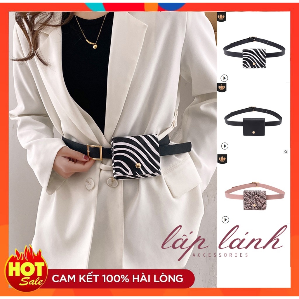 ✢☇ túi đeo thắt lưng belt bag kèm dây lưng túi mini da pu sọc ngựa vằn cá tính thời trang tdl01