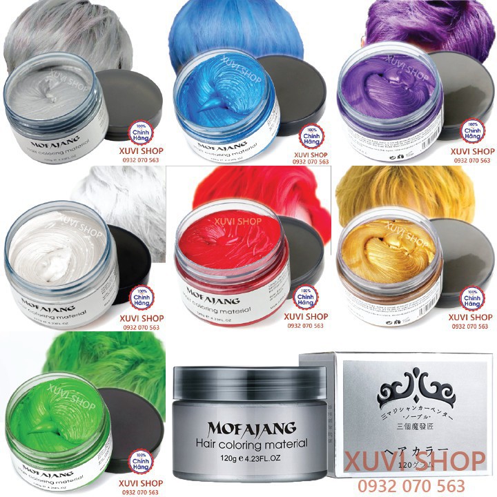 Sáp Vuốt Tóc Màu Nhuộm Tạm Thời Nam Nữ MOFAJANG, KALANXUAN, ASH MUD xám khói,trắng,nâu,đen,đỏ,vàng,x
