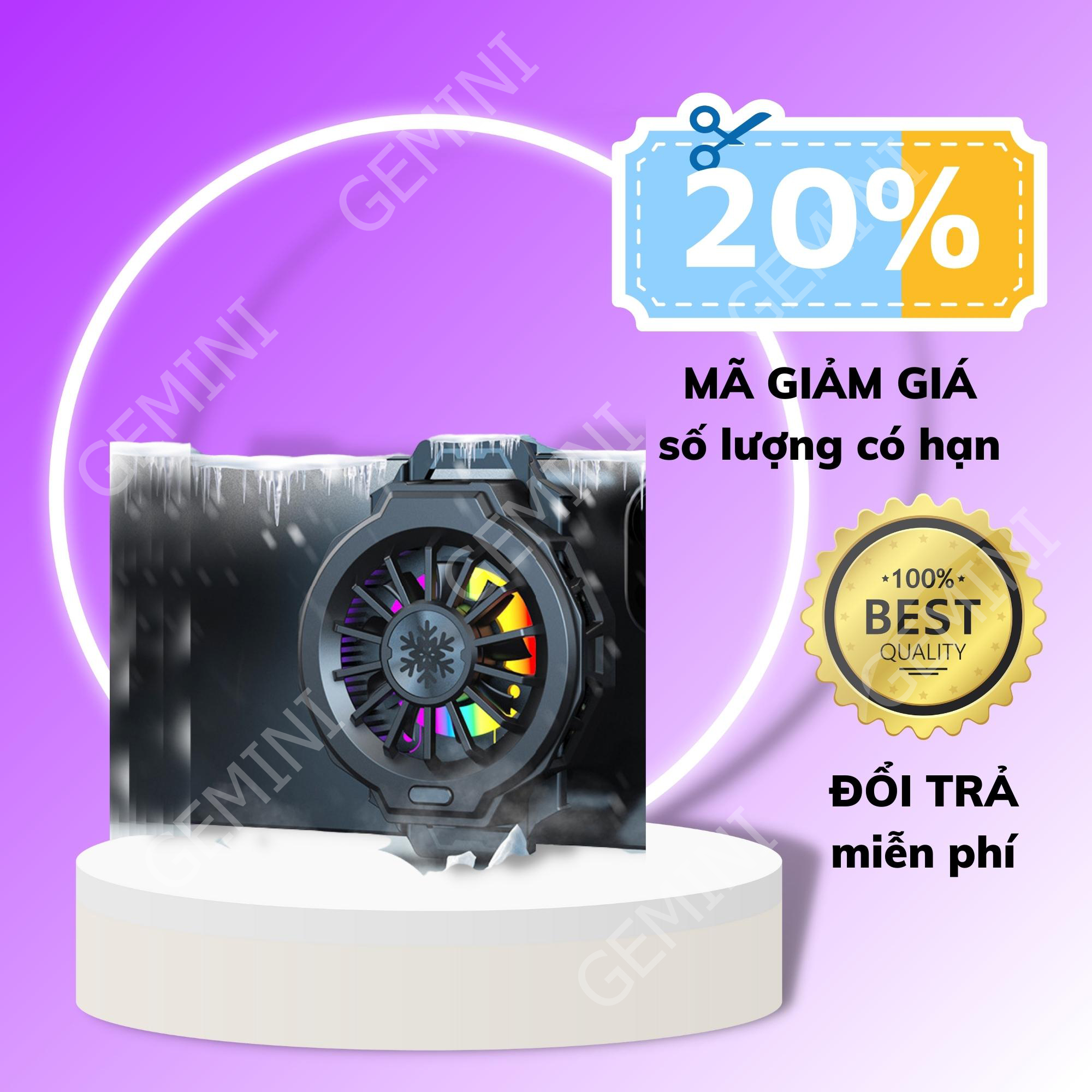 Quạt tản nhiệt điện thoại gaming sò lạnh hút nam châm sạc không dây F10 siêu mát cho điện thoại máy tính bảng GEMINI SHOP