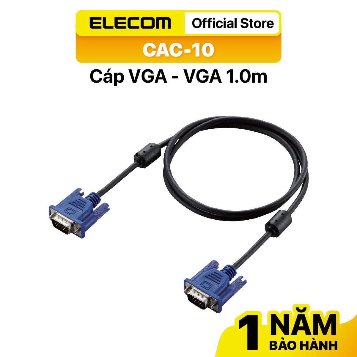 Cáp màn hình d-sub15 - dsub15 elecom cac-10bk đầy đủ chiều dài - hàng chính hãng