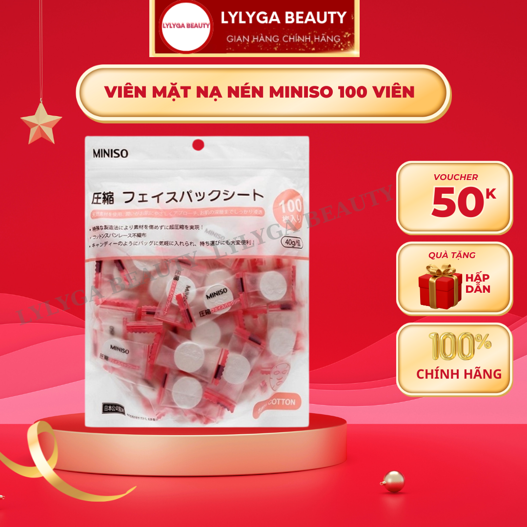  Mặt Nạ Giấy Nén Miniso Nhật Bản  Túi 100 viên tiện dụng  
