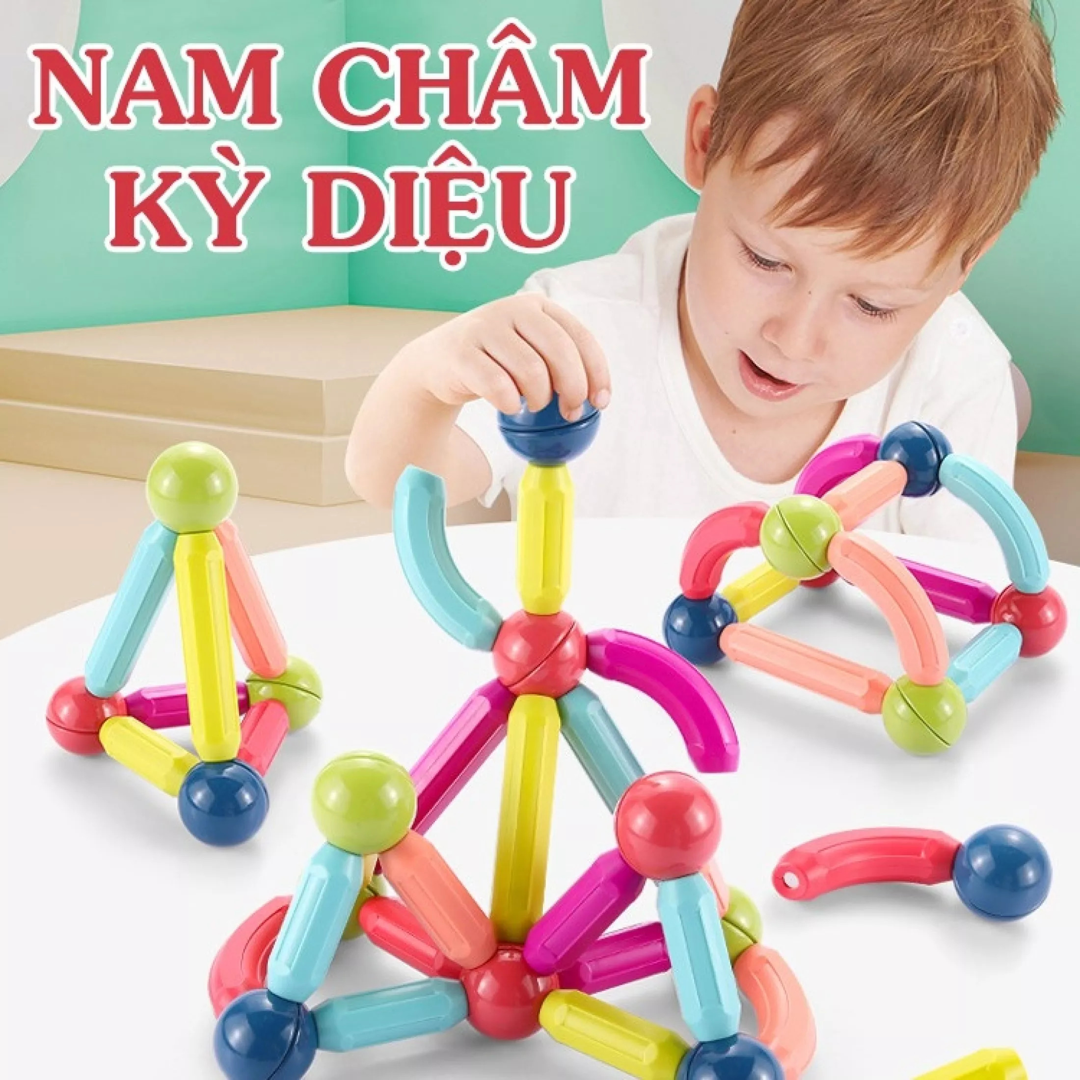 [BỘ 64 - 42- 36 CHI TIẾT] Bộ đồ chơi xếp hình nam châm - Bộ xếp hình nam châm thế hệ mới , đồ chơi phát triển trí tuệ cho các bé - Bé xây thế giới ước mơ