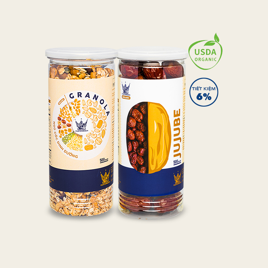 Granola ăn kiêng siêu hạt 500gr + táo đỏ thượng hạng 350gr vua yến mạch