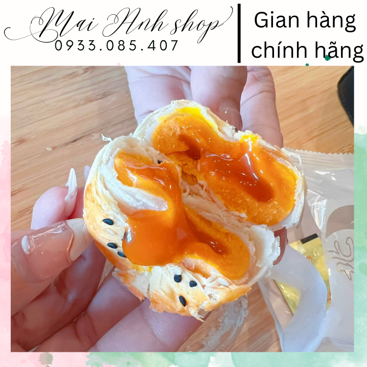 Bánh Trứng Chảy Ngàn Lớp nhân trứng muối tan chảy thơm béo, ít ngọt combo 10 cái, thùng 2,75kg
