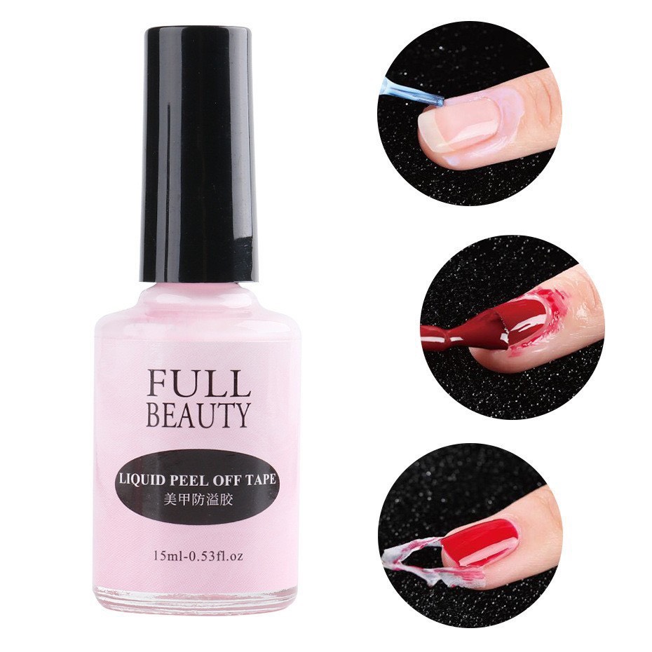 Sơn chống lem, keo lột viền móng chống lem Full Beauty, nước chống lem sơn nhanh khô chai 15ml