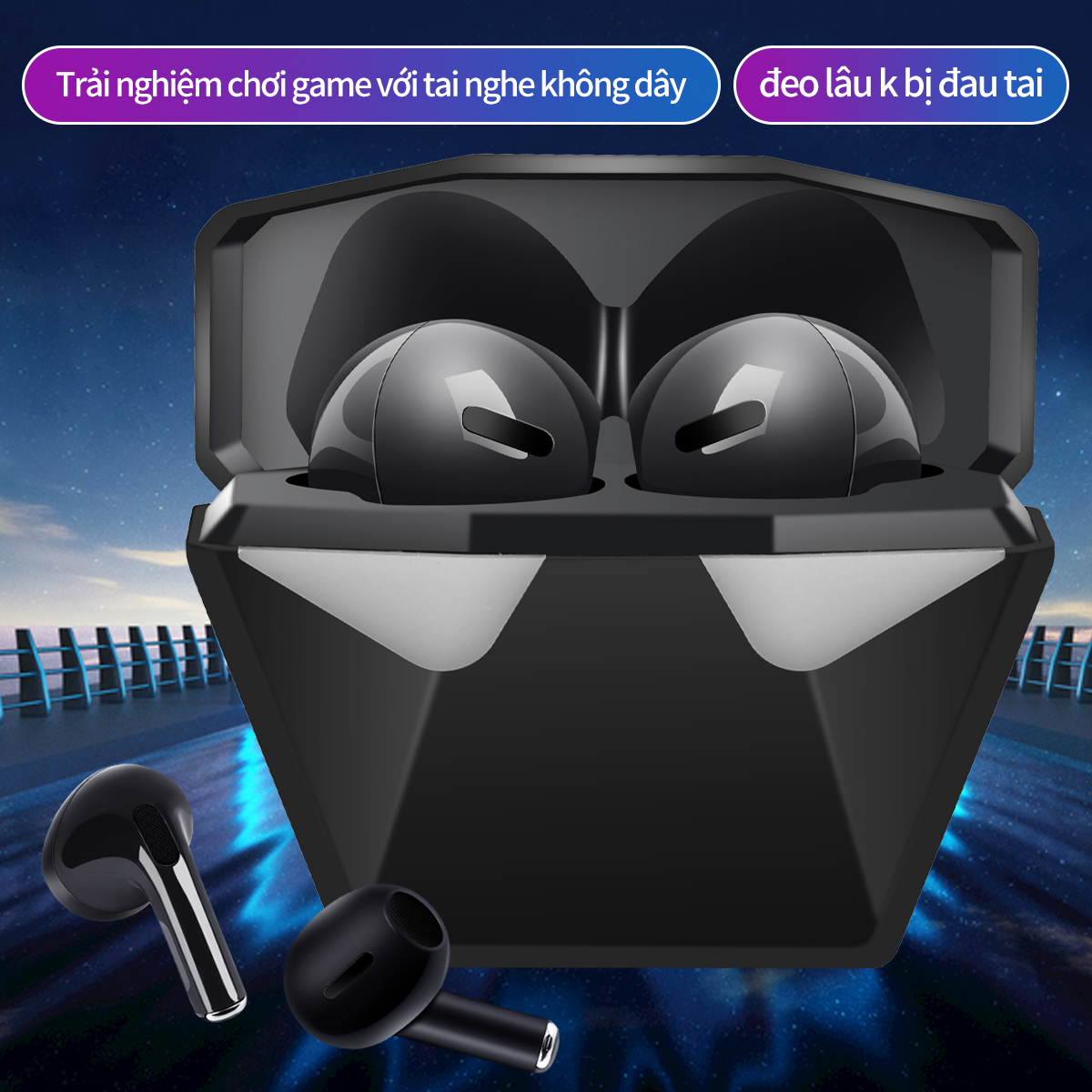 Tai NGhe BLUETOOTH gaming cao cấp độ trễ thấp K15. Tai nghe tích hợp MIC. Màn hình LED.Âm thanh HIFI hiệu ứng game.Pin Siêu trâu