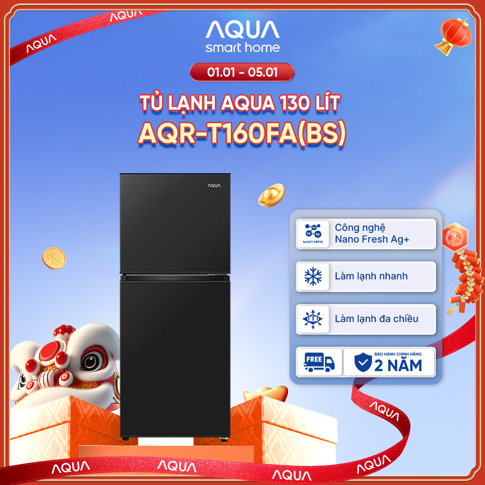   SALE SỐC  Tủ lạnh ngăn đá trên AQR-T160FA BS  - Màu đen - Bảo hành 2 năm - Freeship toàn quốc 