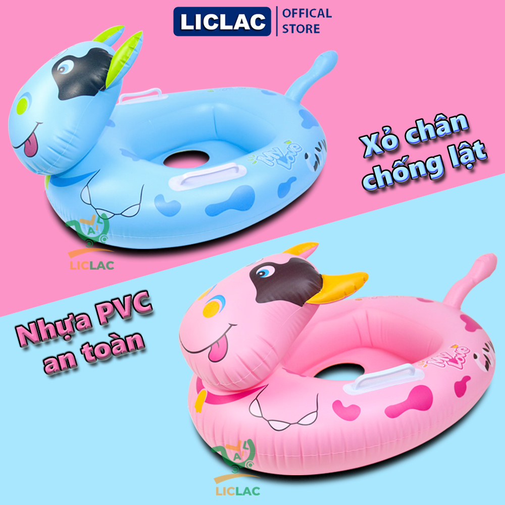 Phao bơi xỏ chân chống lật hình CON BÒ dễ thương, Phao hình thú có tay nắm 2 bên giúp bé giữ thăng bằng đảm bảo an toàn, Phao bơi trẻ em, Phao đi biển, Phao tập bơi, Phao bơi bé gái - LICLAC