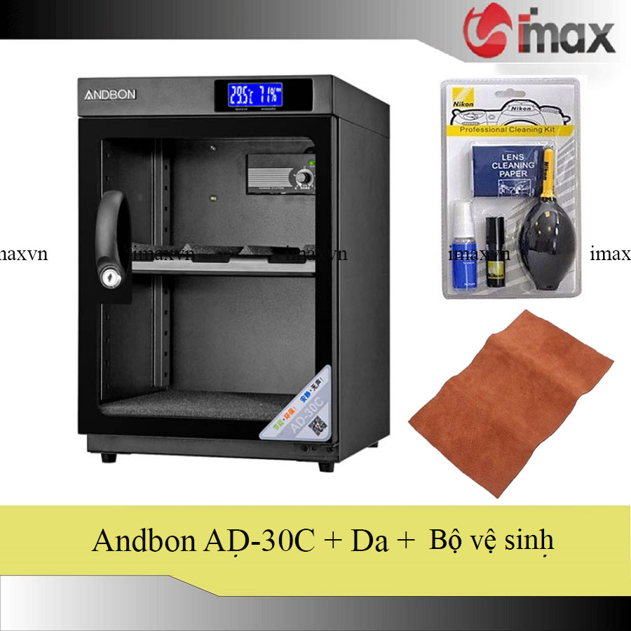 Tủ chống ẩm andbon ad-30c - công nghệ japan + bộ vệ sinh máy ảnh 8 in 1 + tặng da lau len