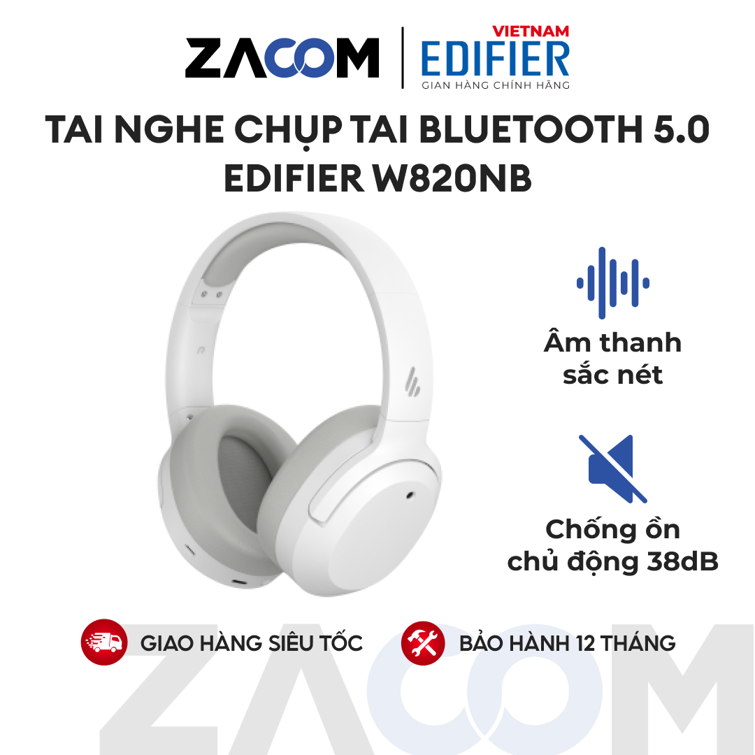 Tai nghe chụp tai Bluetooth 5.0 EDIFIER W820NB | Chống ồn chủ động ANC | Thời lượng pin đến 49 giờ | Bảo Hành 12 Tháng.