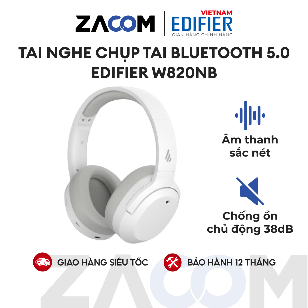 Tai nghe chụp tai bluetooth 5.0 edifier w820nb | chống ồn chủ động anc | thời lượng pin đến 49 giờ | bảo hành 12 tháng.