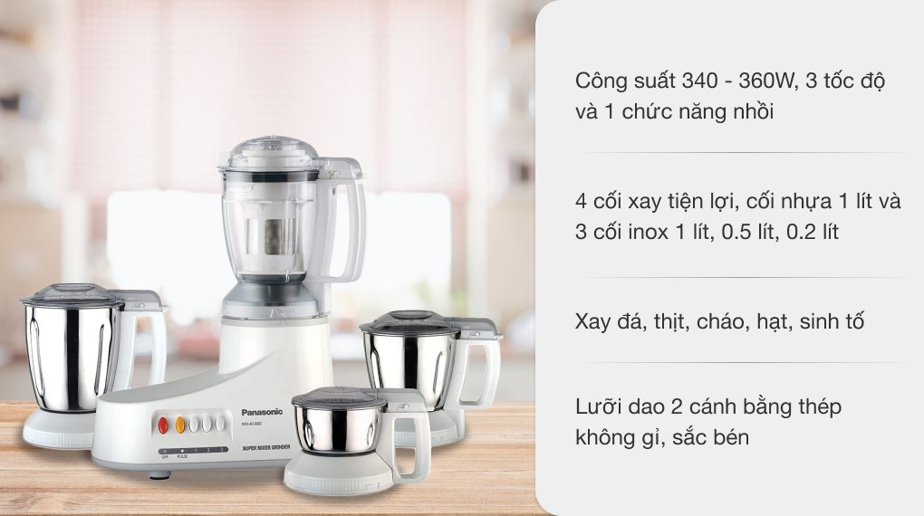 Máy xay đa năng panasonic mx ac400wra – 1.0 lít hàng chính hãng