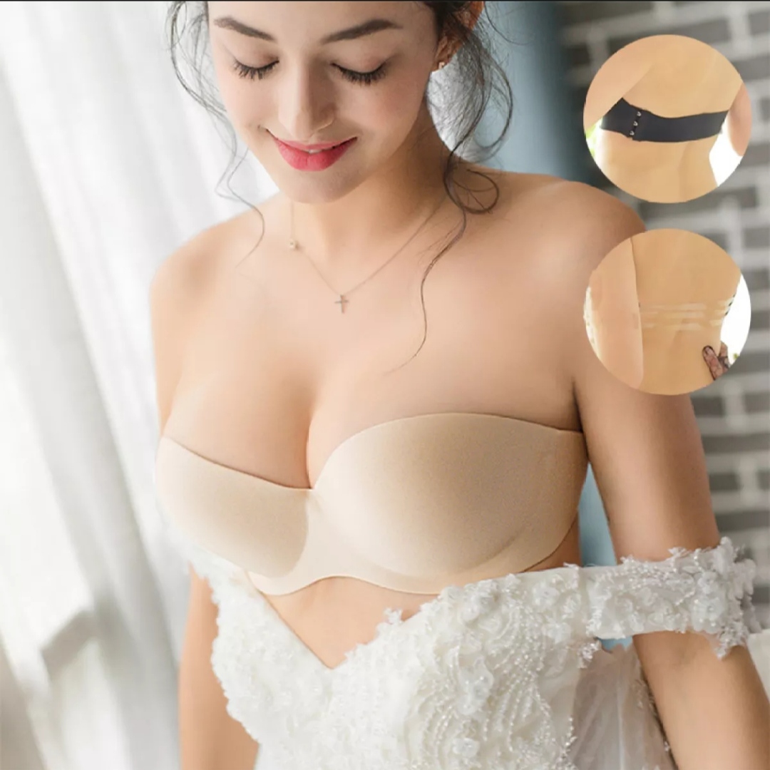 Áo ngực nữ, Áo lót nữ su không dây cúp ngang nâng ngực cao cấp [TẶNG KÈM QUAI TRONG] Áo ngực 8 nấc cài điều chỉnh theo kích thước vòng 1 – Áo bra cô dâu.