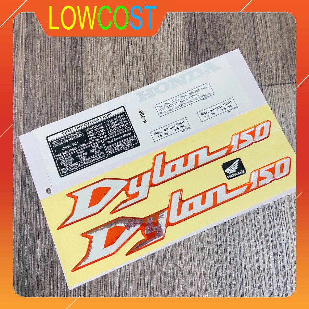 Bộ tem xe dylan 125 kèm tem thông số xe như hàng zin