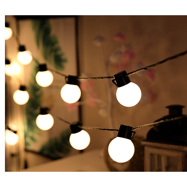 Dây đèn led pingpong dài 5.5 mét 20 bóng có phích nối trang trí sân vườn, noel, tết