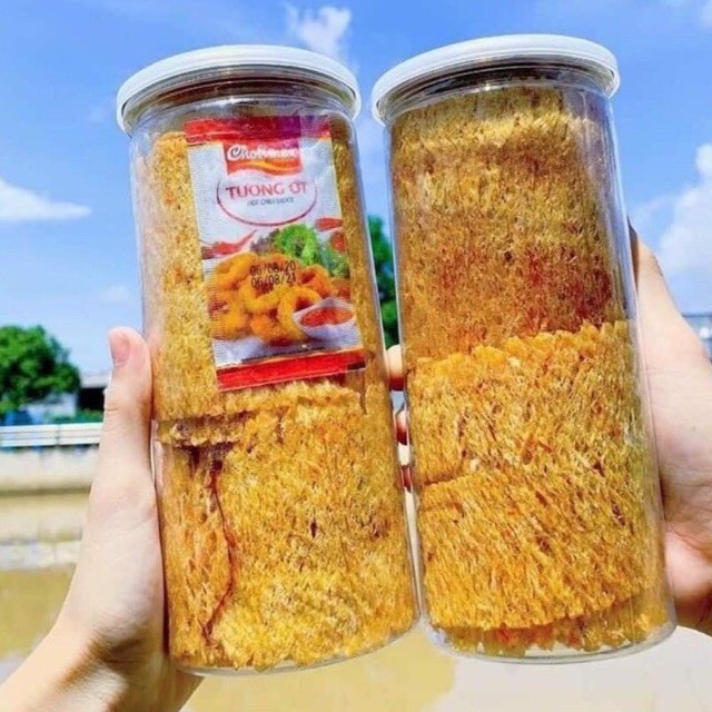 mực tẩm gia vị  lon pet 250g - mực tẩm ăn liền