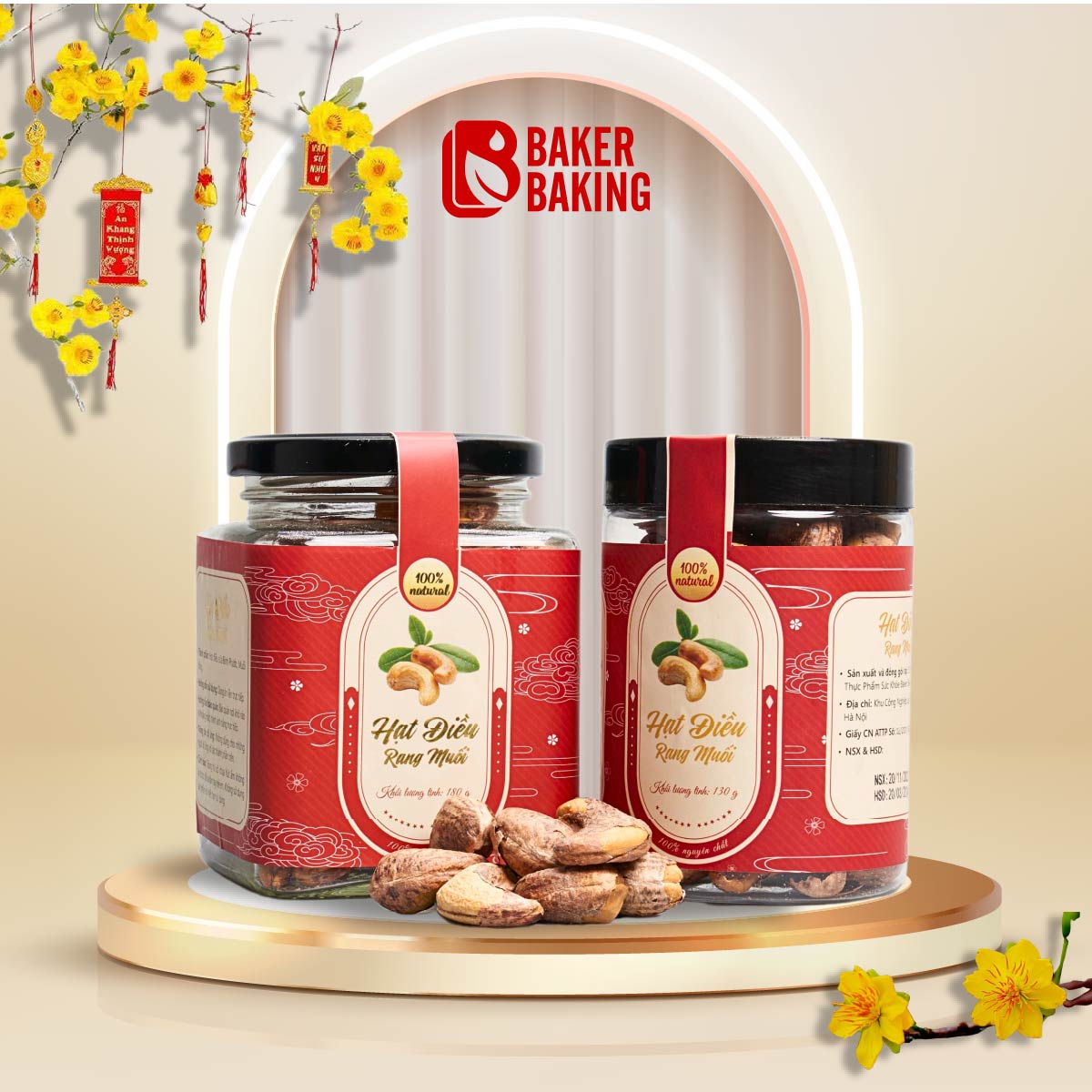 Hạt điều rang muối Baker Baking 180g ngon bùi phù hợp cho dịp tết 2024