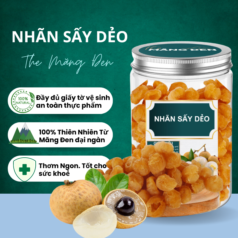 Nhãn sấy dẻo không đường the măng đen 250g đặc sản măng đen kon tum