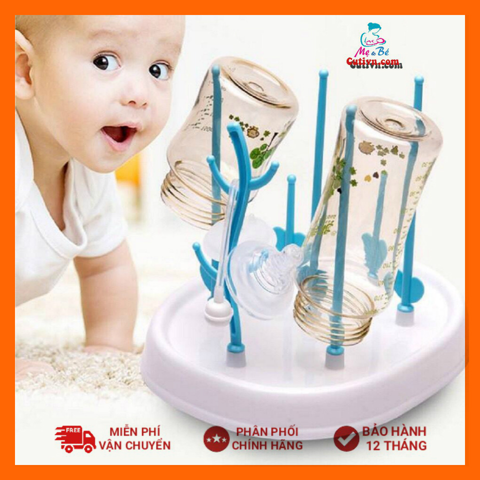 Giá úp bình sữa núm ti, khay úp bình sữa núm ti hình cây không nắp