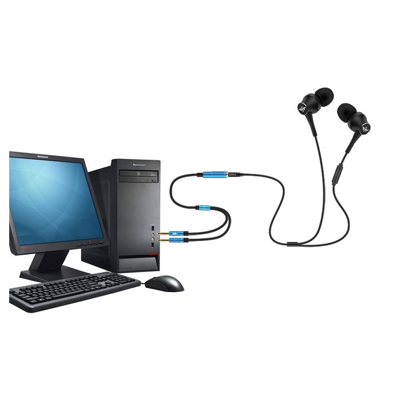 Dây 2 đầu Jack loa 3.5 chuyển tai nghe phone thành loa và mic máy tính / gộp audio và mic 3.5 ra tai nghe