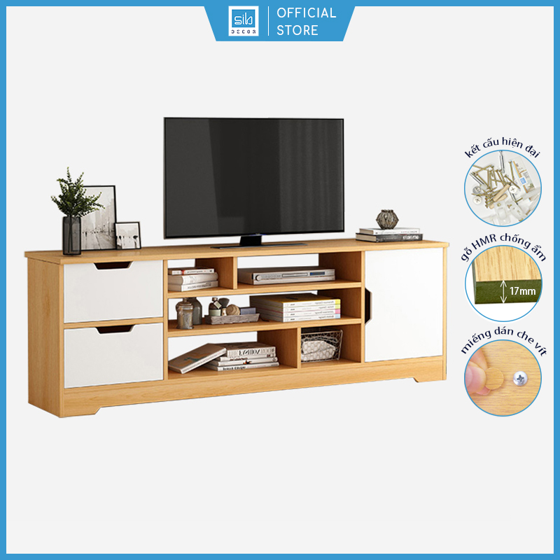 [Giao lắp HCM] Kệ Để Tivi Phòng Khách, Phòng Ngủ Hiện Đại SIB DECOR 2 Ngăn Kéo 1 Cánh Tủ TV02