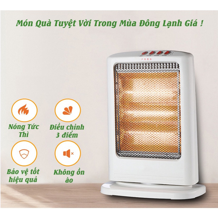 Quạt sưởi NOVA DH-066 3 Bóng Halogen hồng ngoại hàng chính hãng , Đèn sưởi điện NOVA DH-066 đế xoay có lưới an toàn , không gây khô da, thân thiện môi trường, hơi ấm tỏa đều, dễ chịu, ấm áp