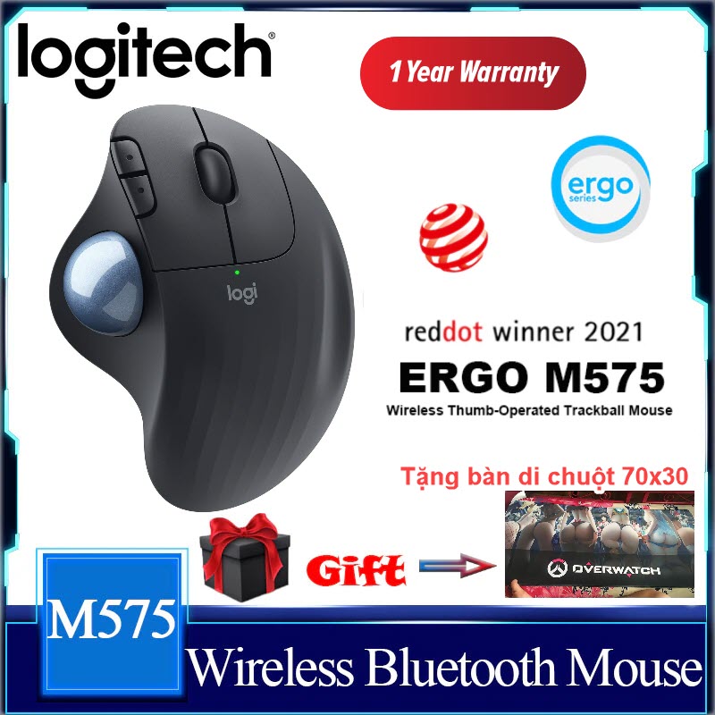 Chuột Không Dây Logitech M575 - Logitech ERGO M575 2.4G Wireless Trackball Mouse Ergonomic Office Drawing Mice Laptop Computer Ergonomic Mice Silent