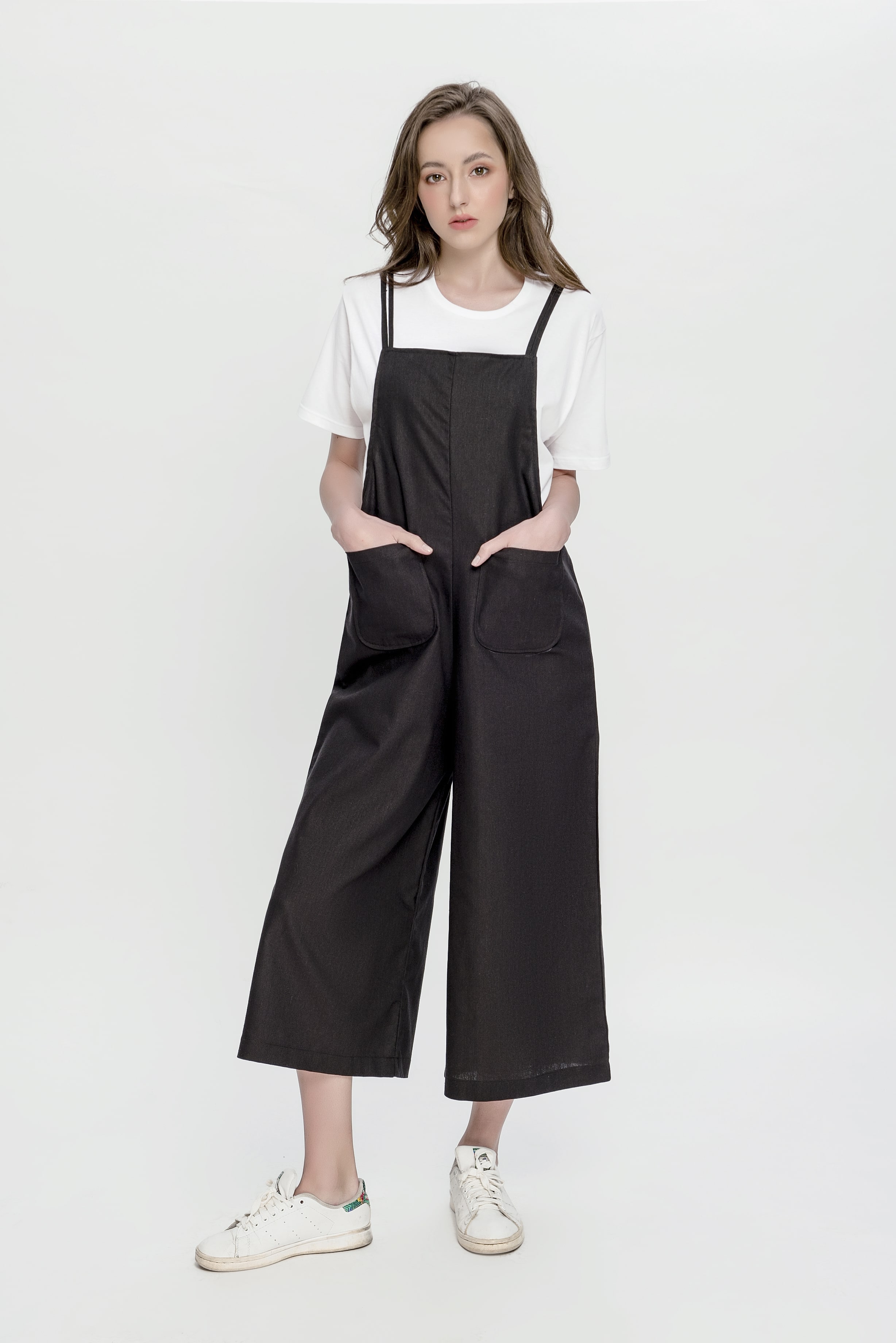 Yếm linen có túi - đen - yv le & co
