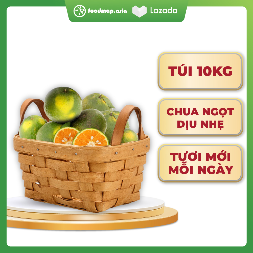 Túi 10kg - cam sành vĩnh long - canh tác an toàn, vàng ngọt - foodmap fruit