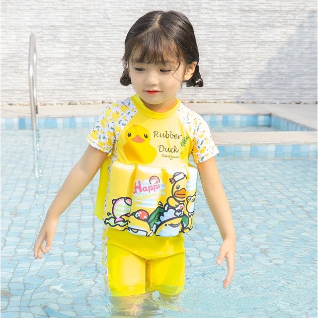 Đồ bơi trẻ em ,áo bơi liền phao tự nổi , bộ liền có phao cho bé gái loại cao cấp, mũ tặng kèm