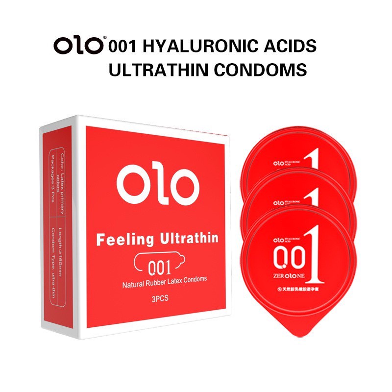 Bao cao su siêu mỏng olo 001 đỏ nữ thần 10 bcs tặng gel olo