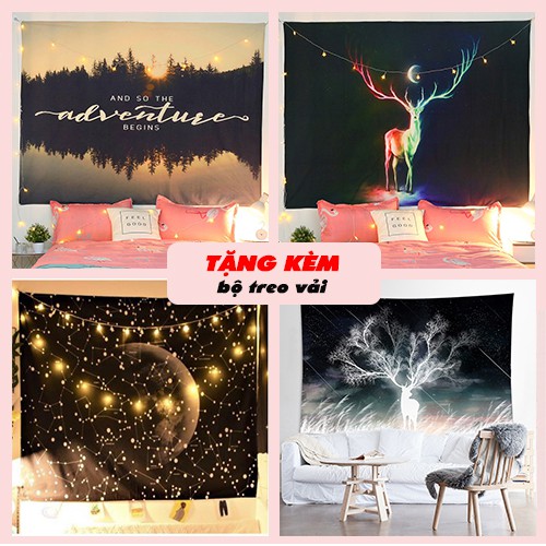 [TẶNG móc treo + led điện] Thảm treo tường, vải treo tường, tranh vải treo tường trang trí Decor phòng nền tối