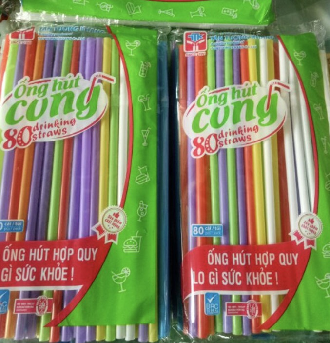 Ống hút cong cao cấp 1 gói 80 ống, đen, trắng, nhiều màu, Sản phẩm sản xuất theo hệ thống dây chuyền hiện đại đạt chuẩn ISO 9009 - HACCP, Giá siêu chất