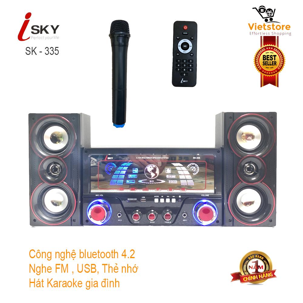 Dàn âm thanh tại nhà - loa vi tính cỡ lớn hát karaoke có kết nối Bluetooth USB Isky - SK335 Tặng kèm Mic không dây