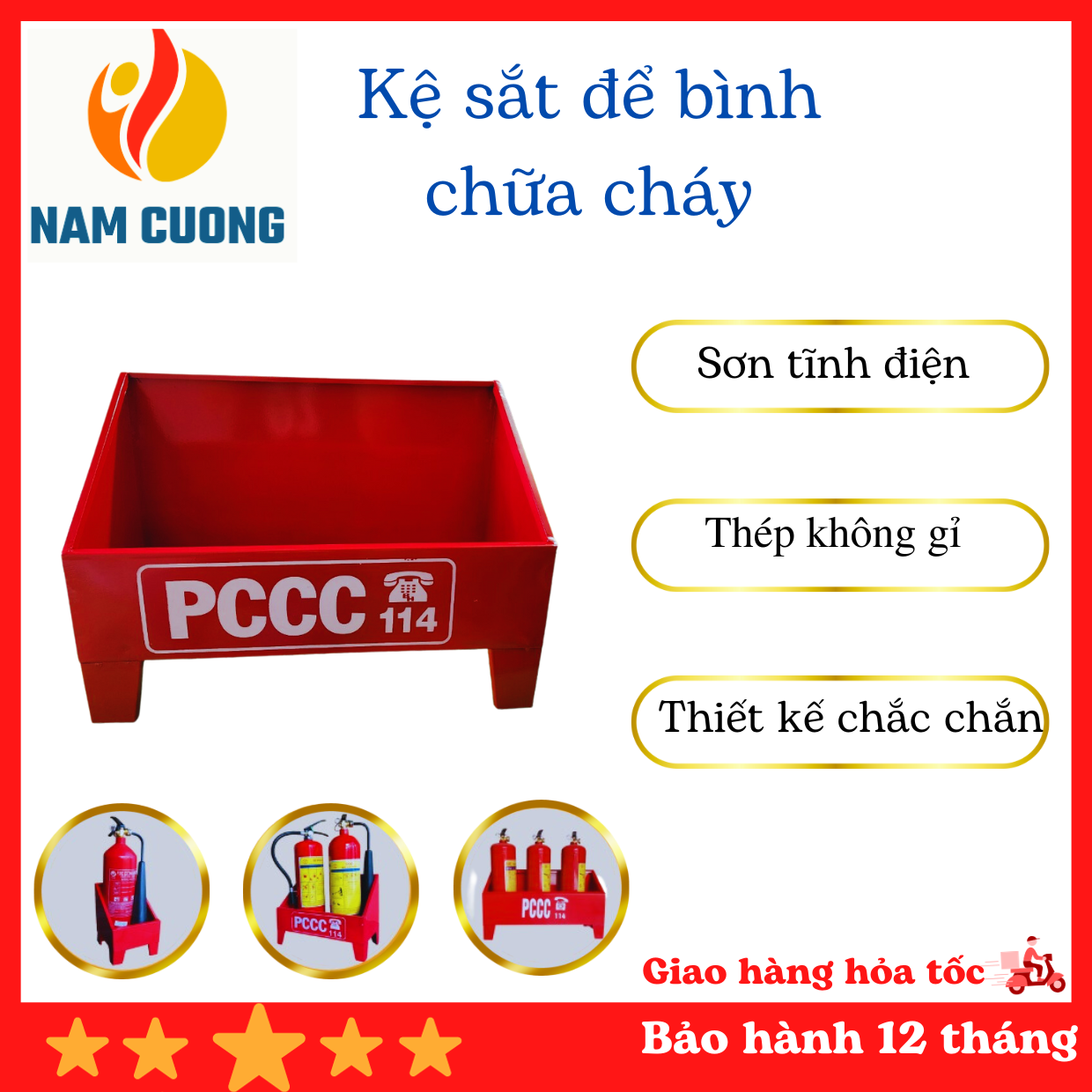 Kệ để bình chữa cháy dùng cho bình F4 , F8 , MT3 , MT5, chất liệu thép sơn tĩnh điện